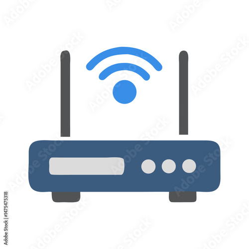 Wireless Router Icon Illustration on Black Background