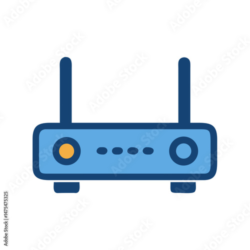 Blue Router with Antennas Wireless Network Device Icon