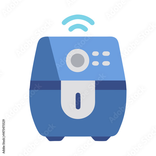 Smart blue air fryer appliance with wifi symbol