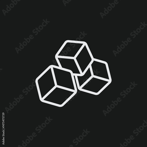 Minimalist Sugar Cubes Icon Vector Simple Outline Illustration of Sweetener Blocks Graphic