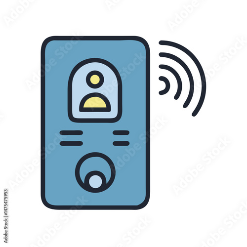 Smart doorbell icon, wireless technology, home automation system