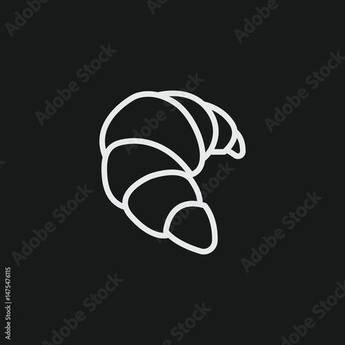 Minimalist Croissant Icon Vector Simple Outline Illustration of French Pastry Graphic