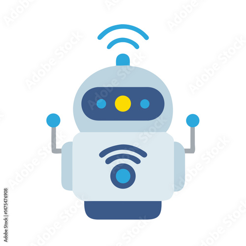 Cute Wifi Robot, Vector Illustration on Black Background