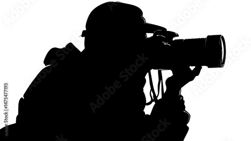 Photographer taking picture silhouette vector isolated on white background  -  