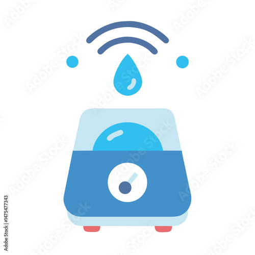 Blue home humidifier icon with wifi signal symbol