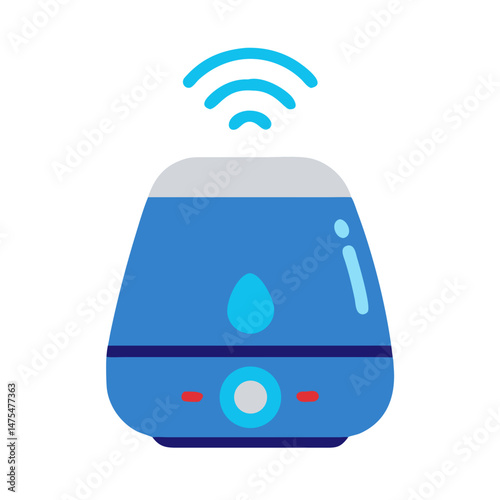 Blue Humidifier Illustration, Smart Home Device, Isolated Icon