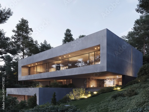 Wallpaper Mural Modern architectural house design exterior with nature background view Torontodigital.ca