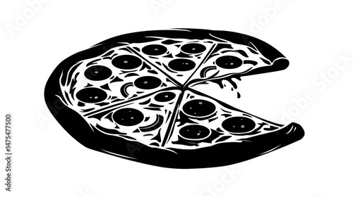 Pizza icon simple black silhouette vector isolated on white background  -  