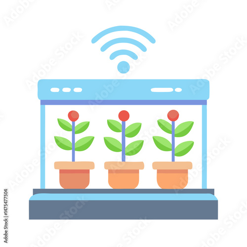 Smart Indoor Garden with Plants and Wireless Connection
