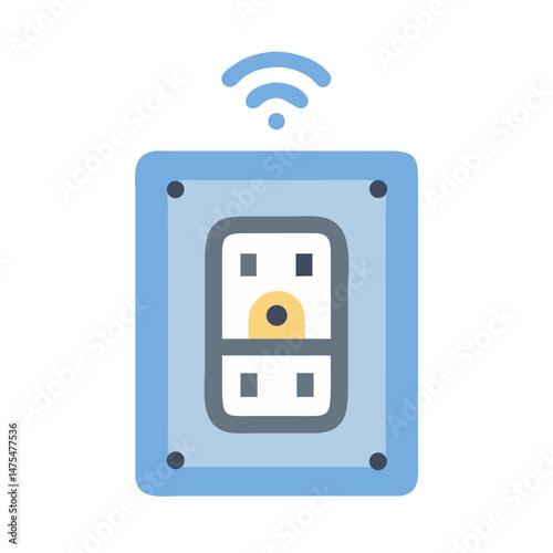 Smart outlet device icon with wireless connection on black