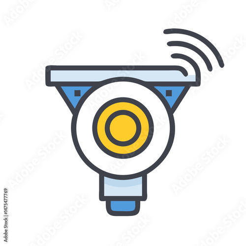 Wireless security camera icon in flat design style