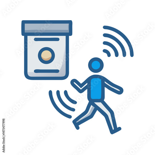 Motion sensor detection of moving person illustration design