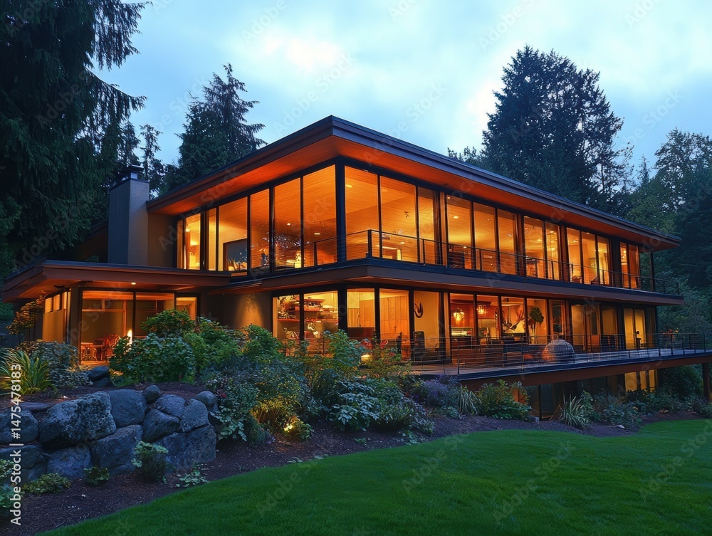 Fototapeta premium modern house with awesome lighting 