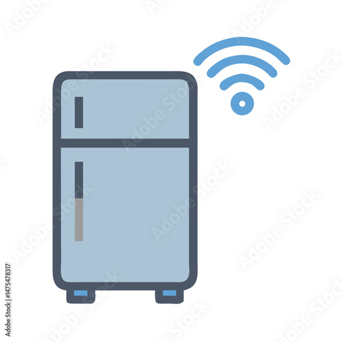 Smart Refrigerator with WiFi Icon in Light Blue