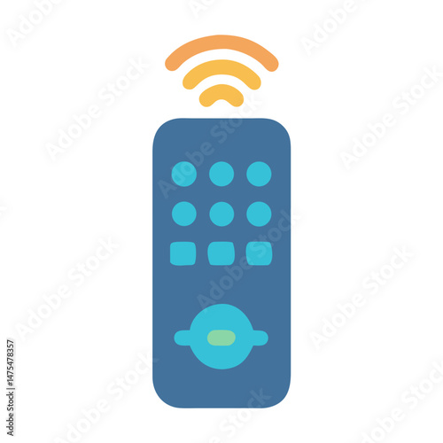 Stylish Blue Remote Control with Orange Signal Icon