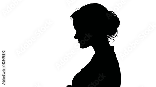 Pregnant woman side profile silhouette vector isolated on white background  -  