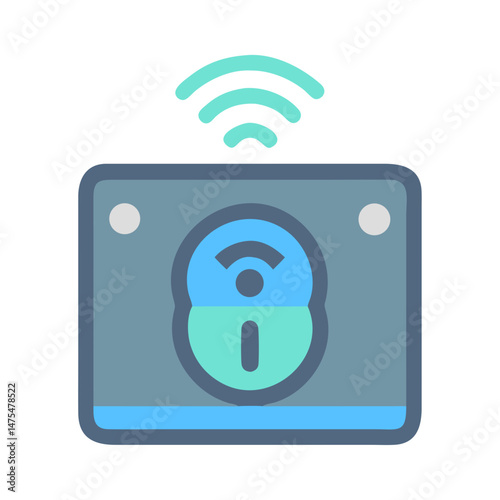 Smart lock with wifi symbol on a gray background