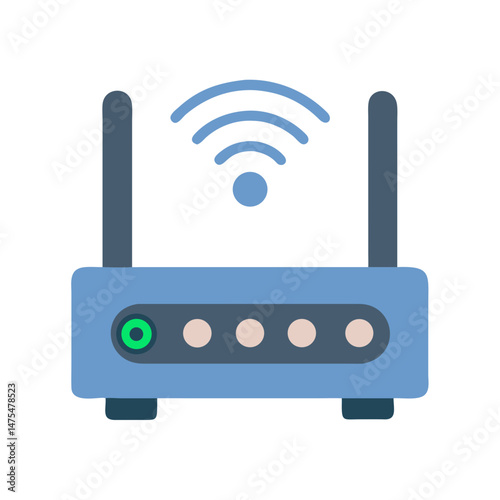 Blue Wireless Router Isolated on Black Background Illustration