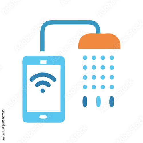 Smart shower controlled by smartphone with WiFi icon