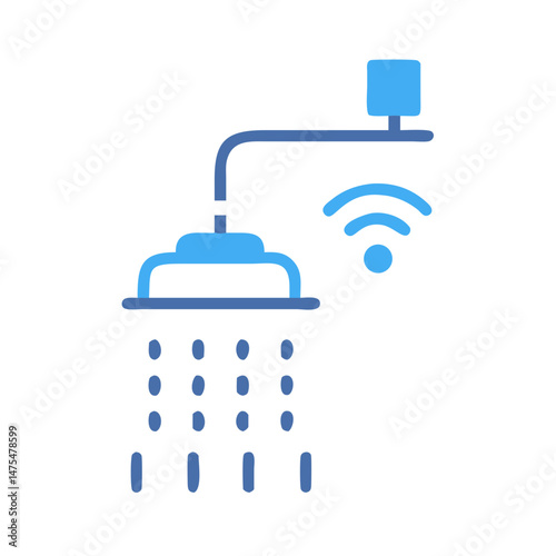Smart Shower Icon: Modern, Connected Bathroom Technology Symbol