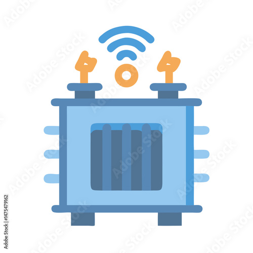 Smart transformer icon with wifi signal on black