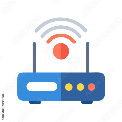 Blue wireless router on black background for internet connectivity