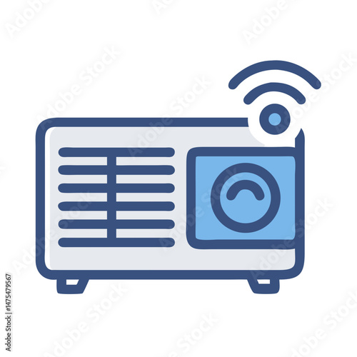 Retro Wireless Radio Icon with Waves, Simple Design