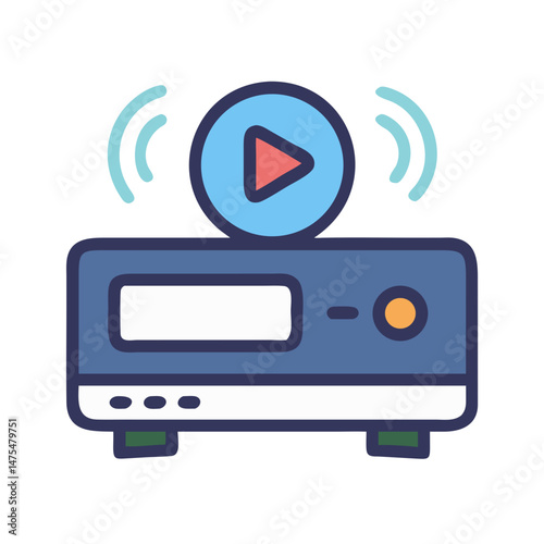 Modern Media Box Icon with Streaming Play Button