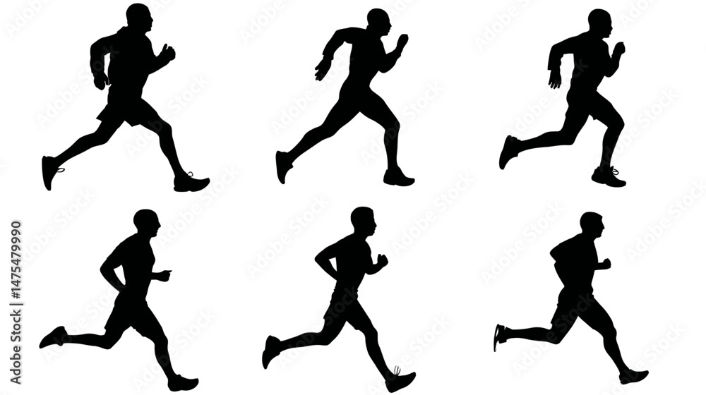 Running silhouette set simple silhouette vector isolated on white background - Running silhouette set simple silhouette vector isolated on white background -