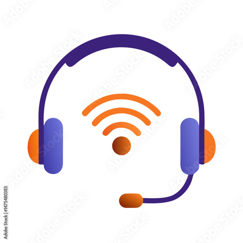 Headphones With WiFi Symbol for Call Center or Tech