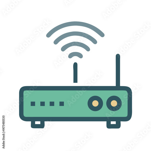 Modern router icon for wireless internet connection