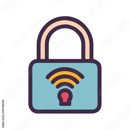 Wireless security padlock icon for network protection