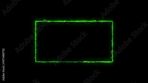 Neon Light green color glowing squire shape animation in retro style. Seamless background 4k animation.