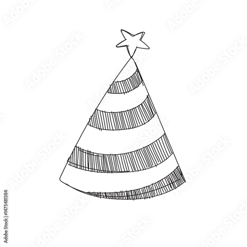 Birthday hat vector clipart. Cartoon retro hand drawn. Cute hand drown. element for prints, cards, invitation, flyer and poster.