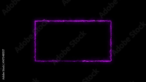 Animated neon glowing frame background. Colorful laser seamless loop border. Futuristic light effect isolated on black. VJ backdrop for club show, music video or presentation. High quality 4k video.