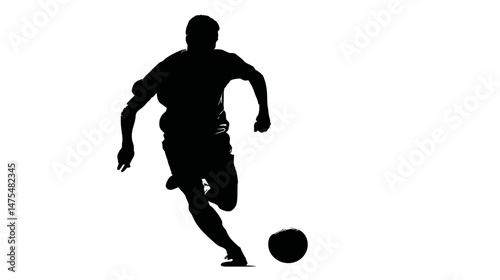 Soccer player simple black silhouette vector isolated on white background  -  