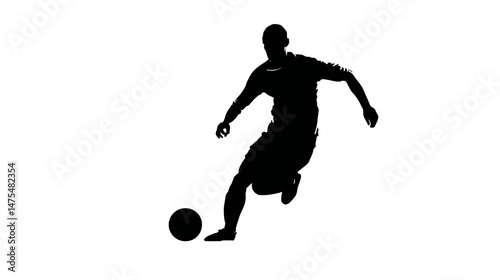Soccer player simple black silhouette vector isolated on white background  -  
