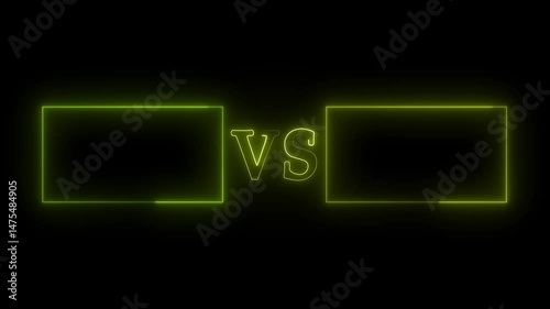 Neon glowing VS versus bars animated icon. Versus bars neon side line with rectangle frame animation. The concept of battle, competition comparison. Neon banner Announcement of two fighters 4k video.