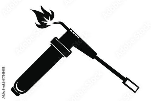 Black torch with flame shows a silhouette against a white backdrop providing strong contrast