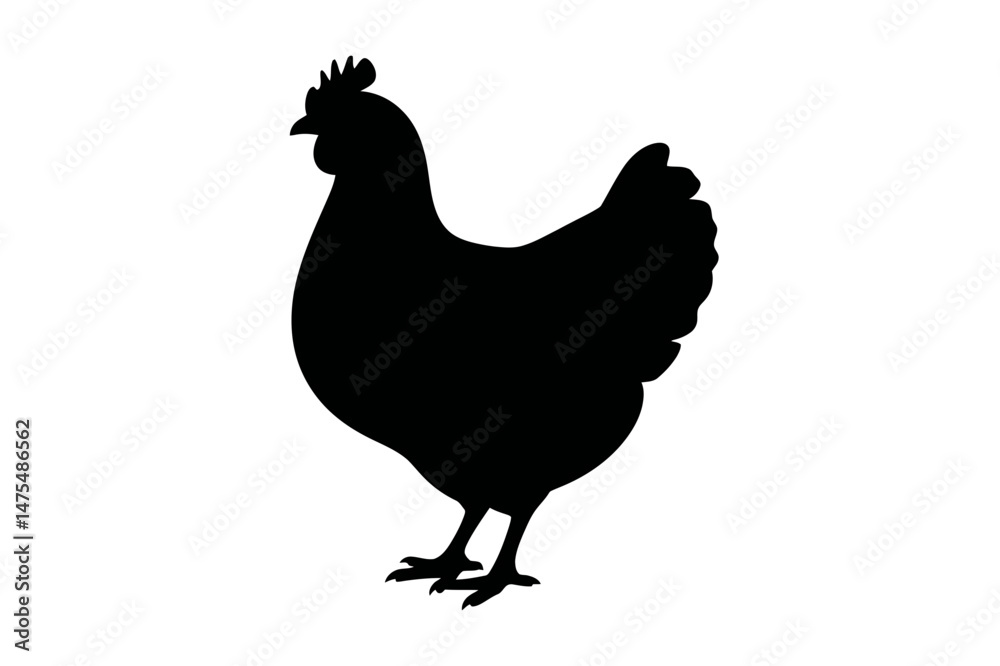 Fototapeta premium Chicken silhouette vector farm animal poultry hen
