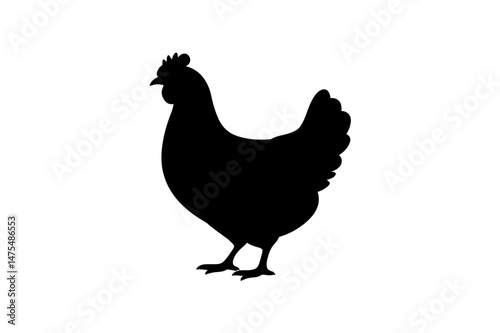 Black chicken silhouette vector poultry farm bird