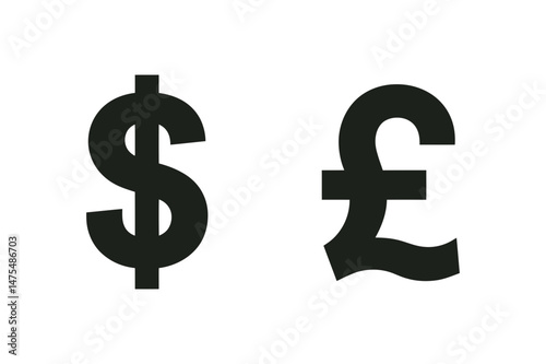 Dollar and pound currency symbols finance economy