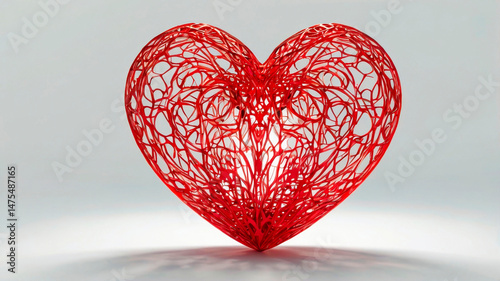 Beautiful 3D red heart on a white background