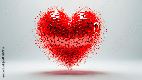 Beautiful 3D red heart on a white background