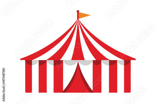 Striped Red Circus Tent Vector Illustration for Print Design