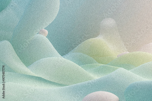 Abstract Pastel Landscape Soft, Dreamy, Textured Hills and Valleys
