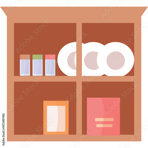 kitchen sideboard with utensils vector icon isolated on white