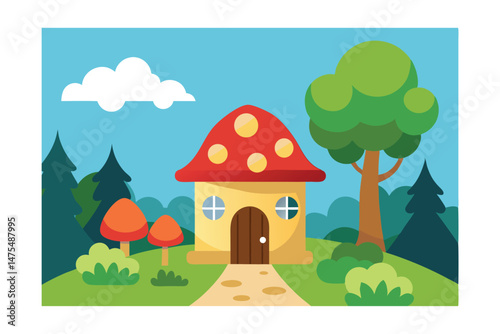  tiny-fantasy-house-with-mushrooms-on-roof-in-fores (