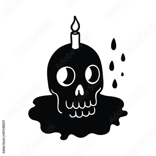 skull with candle vector silhouette