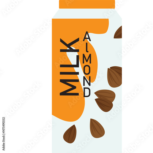 almond milk pack vector icon isolated on white